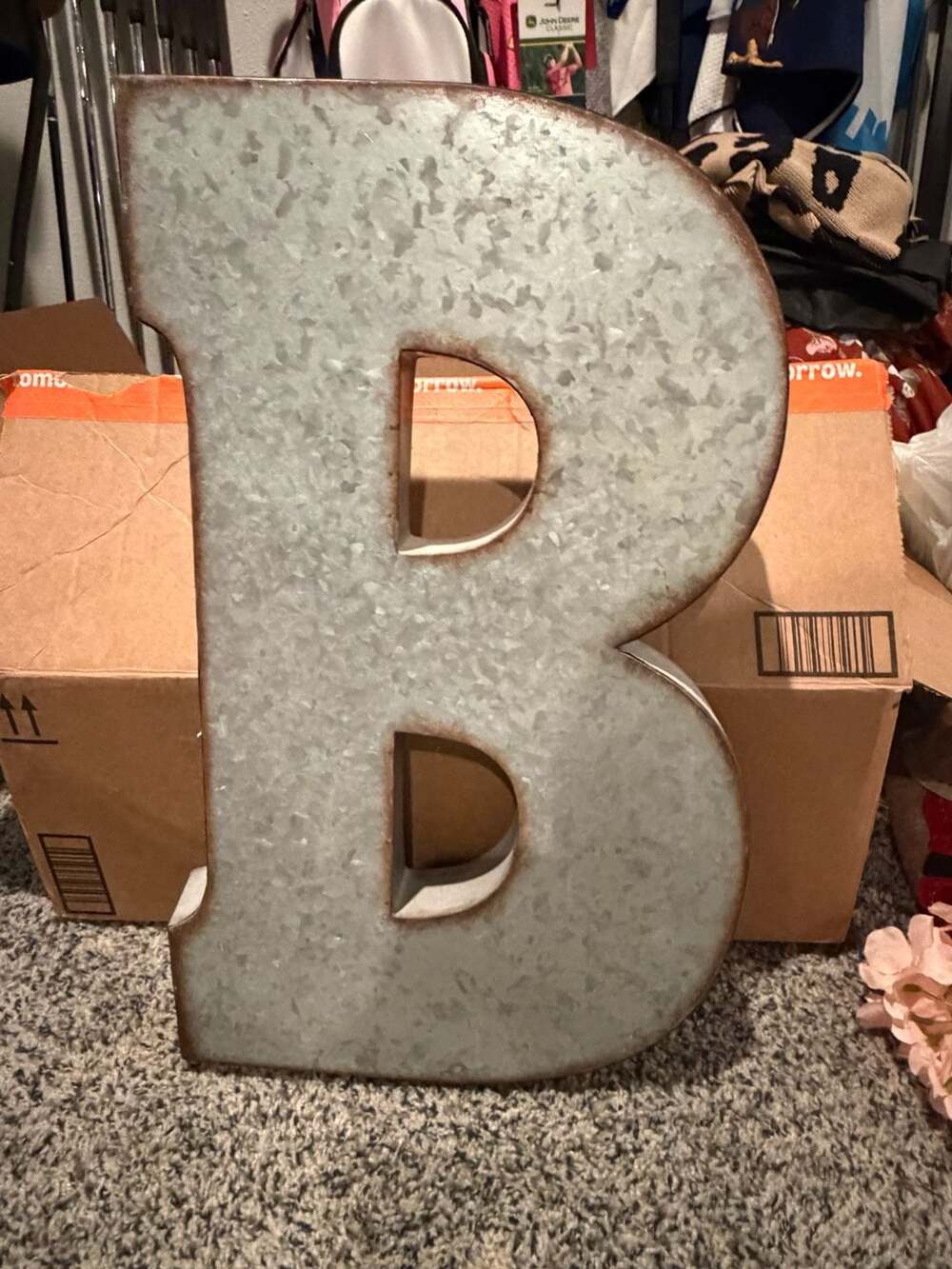 Galvanized Metal Letter B Wall Decor